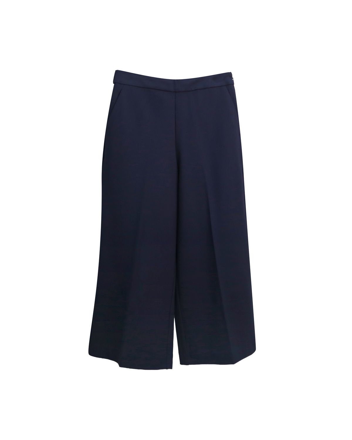 DOUBLE KNIT CROPPED PANTS - NAVY