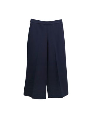 DOUBLE KNIT CROPPED PANTS - NAVY