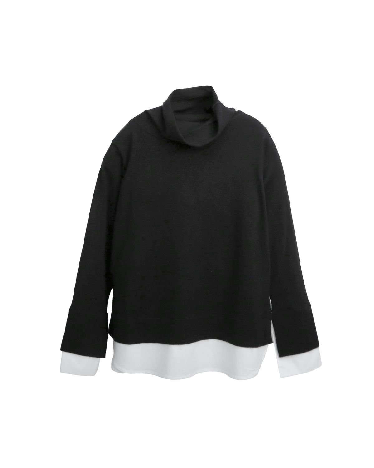 SHIRT HEM KNIT TOP - BLACK/EGGSHELL