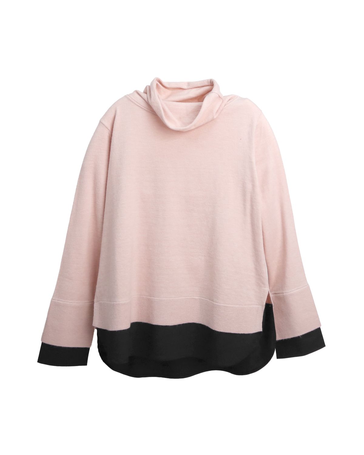 SHIRT HEM KNIT TOP - BLOSSOM/BLACK