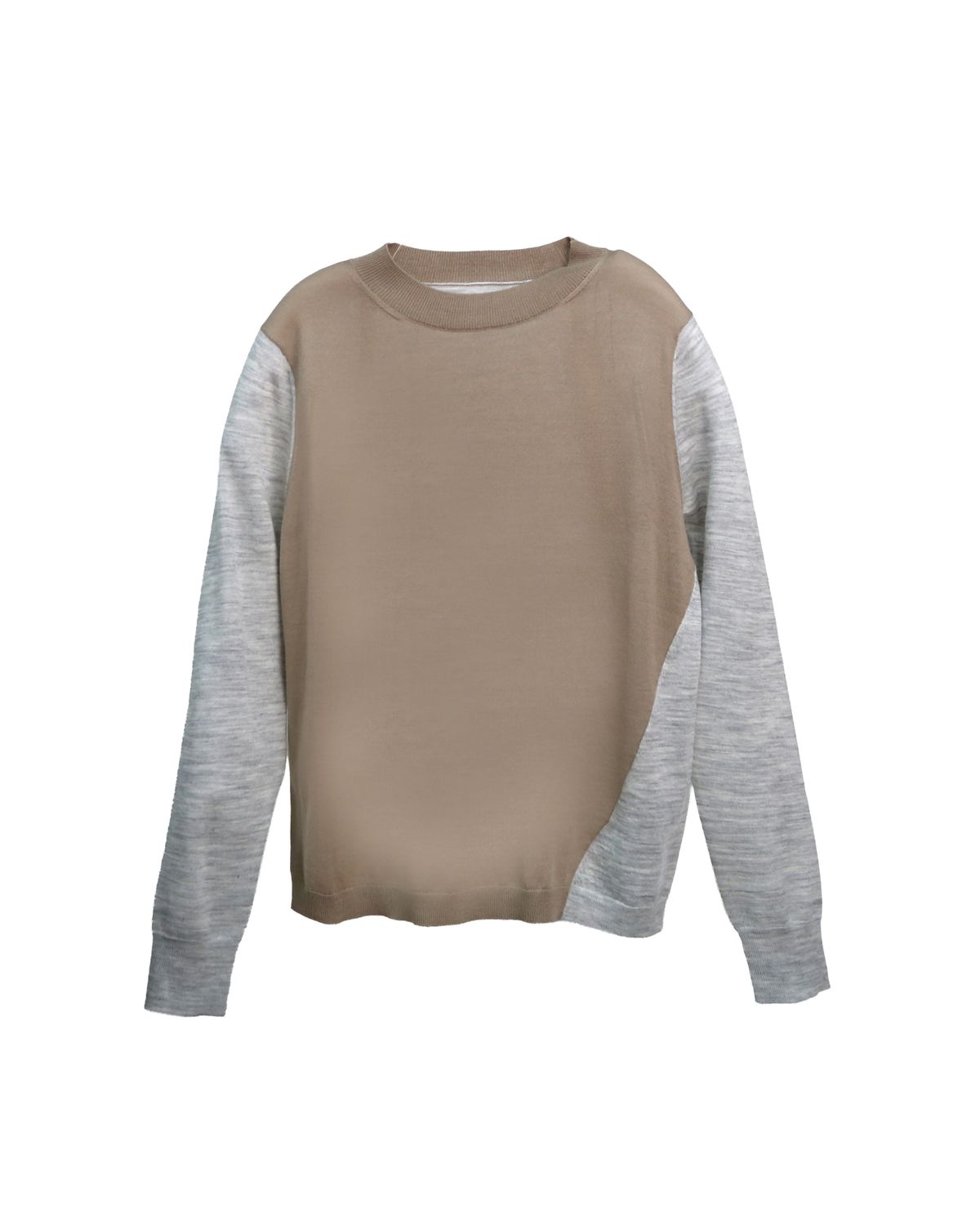 COLOUR BLOCKING KNIT TOP - BEIGE/ LHG