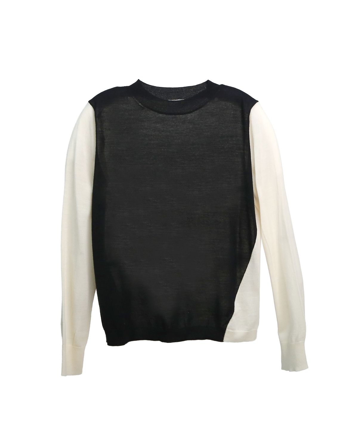 COLOUR BLOCKING KNIT TOP - BLACK/ALMOND