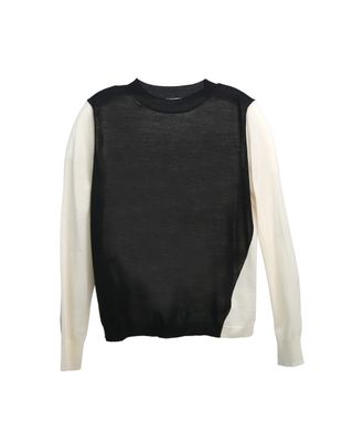 COLOUR BLOCKING KNIT TOP - BLACK/ALMOND