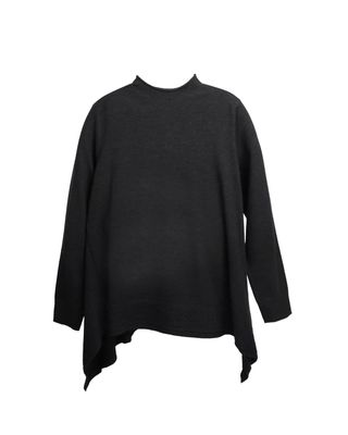 GEOMETRIC CUT KNITTED TOP - BLACK