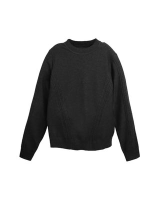 CABLE KNIT DETAILED TOP - BLACK