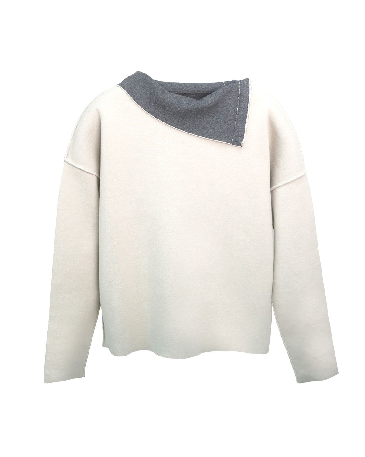 SIDE ZIPPER TURTLENECK KNIT TOP - DOVE/CHARCOAL