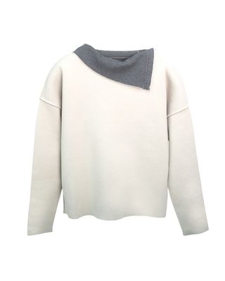 SIDE ZIPPER TURTLENECK KNIT TOP - DOVE/CHARCOAL