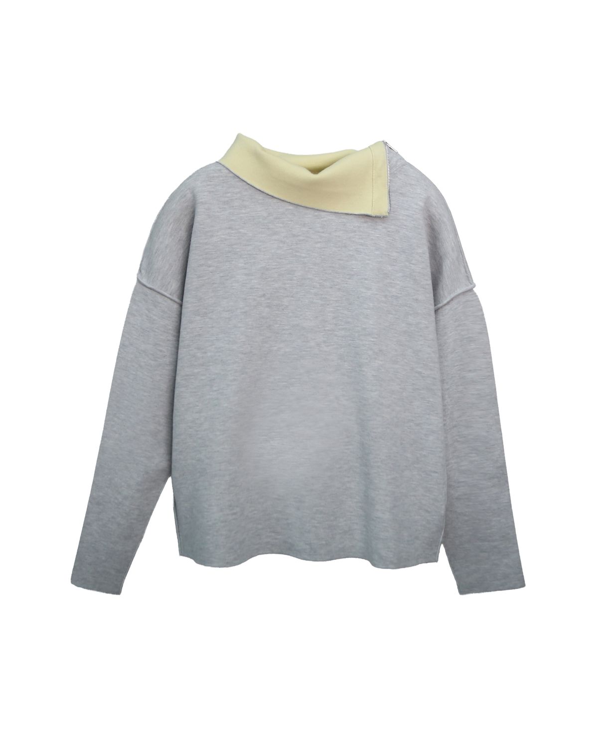SIDE ZIPPER TURTLENECK KNIT TOP - LHG/POPCORN