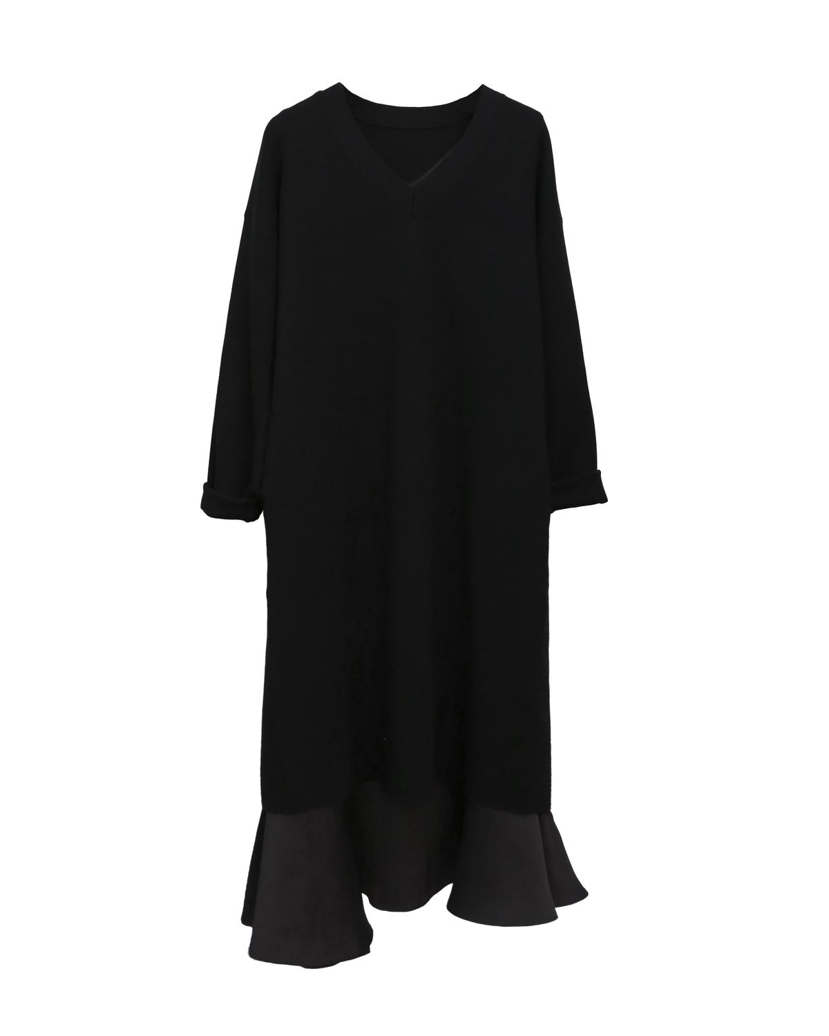 LAYERED KNIT DRESS - BLACK/ BLACK