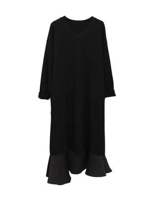 LAYERED KNIT DRESS - BLACK/ BLACK