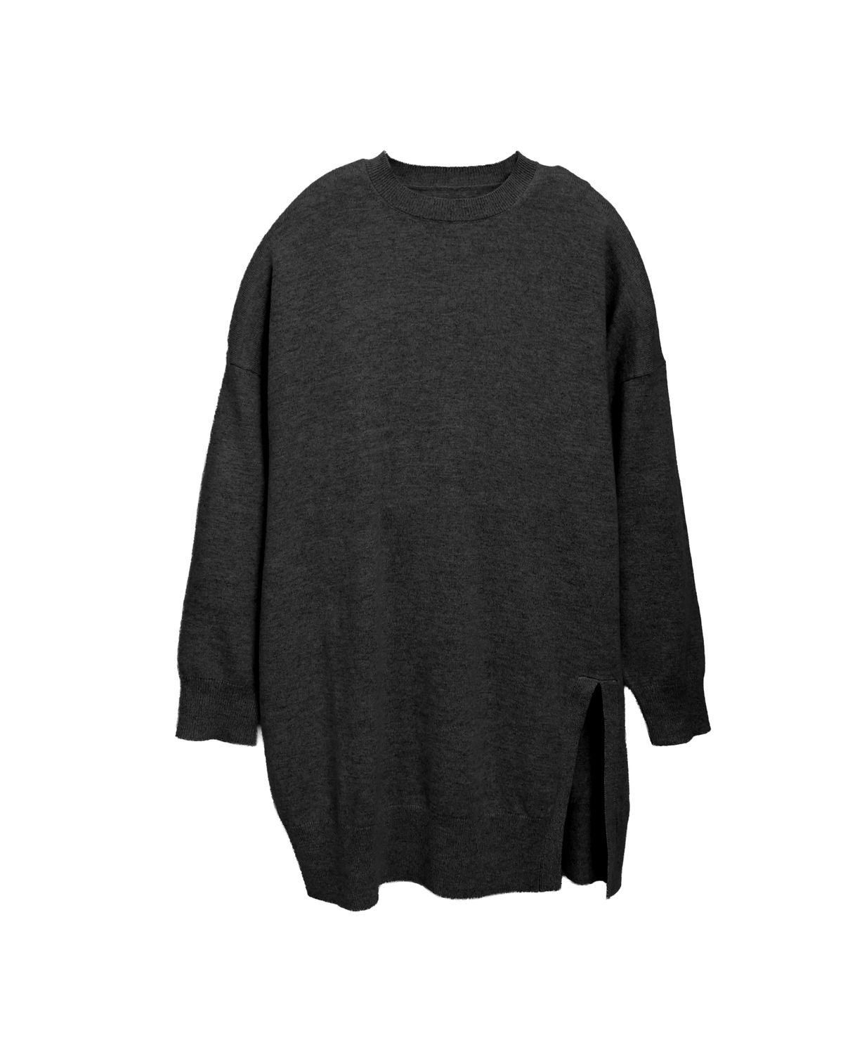 SIDE SLIT PULLOVER - BLACK/ BLACK