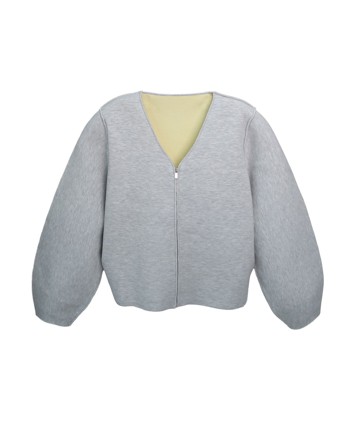 ZIPPED FRONT CARDIGAN - LHG/POPCORN