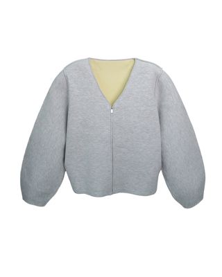 ZIPPED FRONT CARDIGAN - LHG/POPCORN