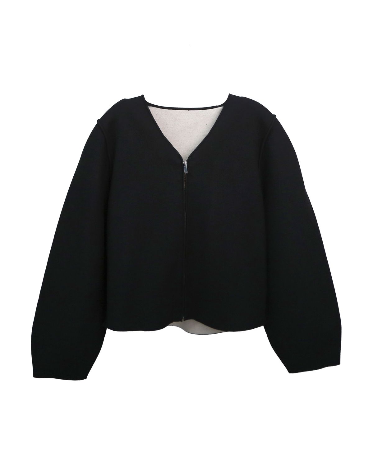 ZIPPED FRONT CARDIGAN - BLACK/BLOSSOM