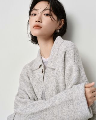 WOOL BLEND POINTED COLLAR JACKET - LHG