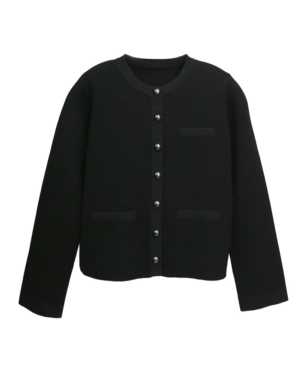 METALLIC TRIM KNITTED JACKET - BLACK / BLACK