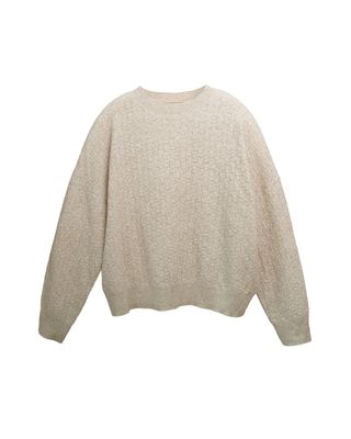BASKETWEAVE KNIT TOP - ALMOND