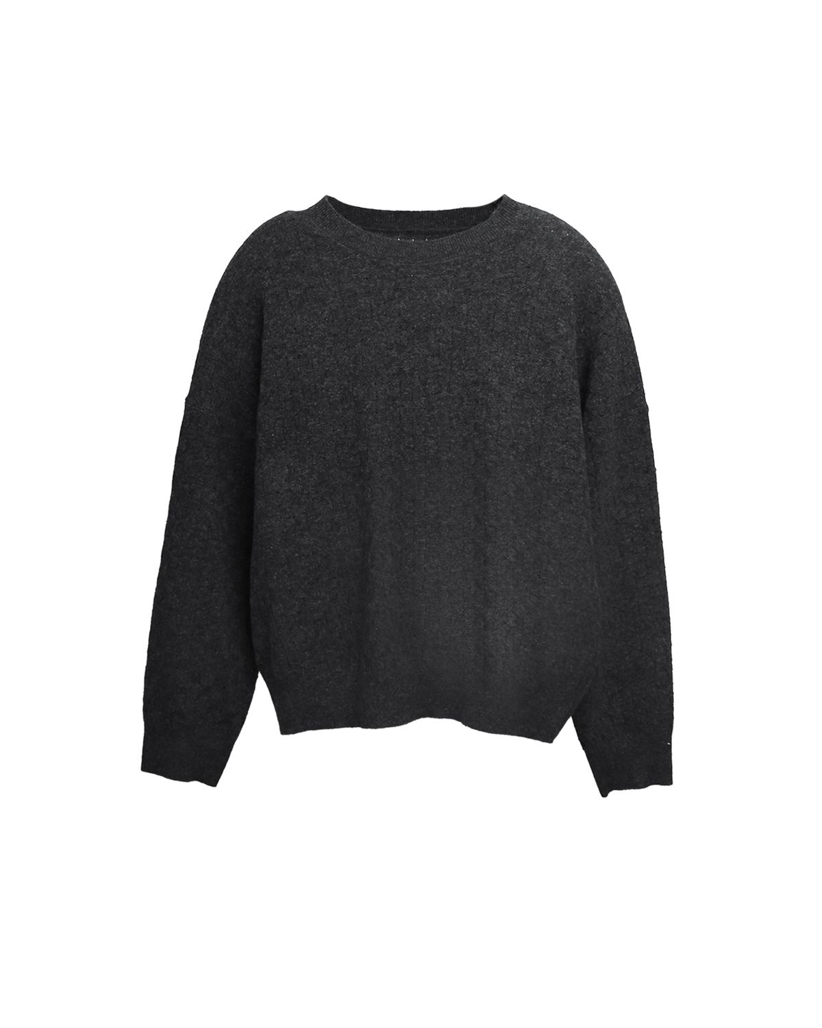 BASKETWEAVE KNIT TOP - BLACK