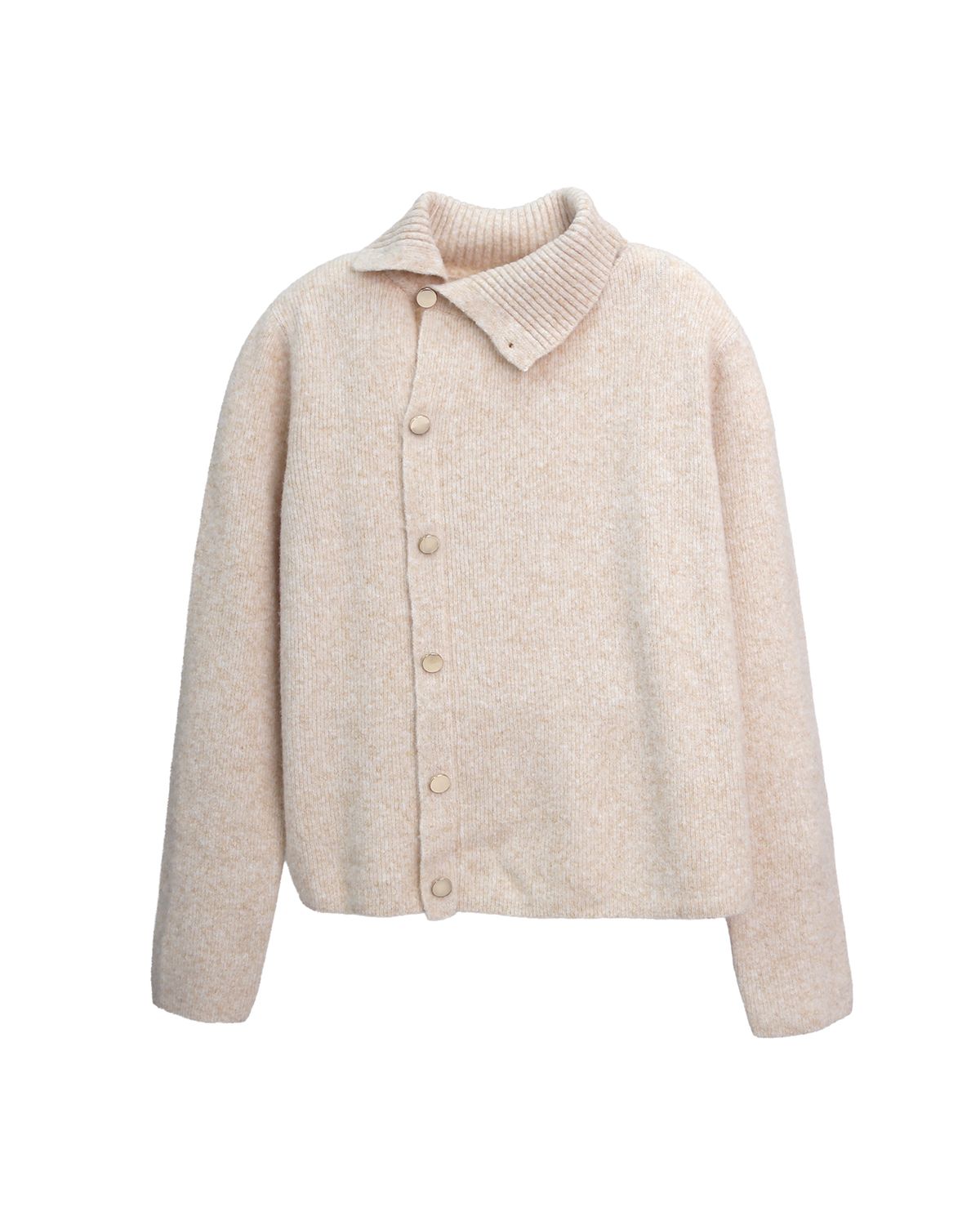 TURTLE NECK KNIT TOP - ALMOND