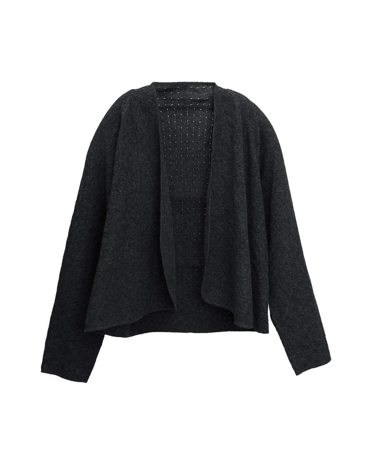 BASKETWEAVE CARDIGAN -  BLACK