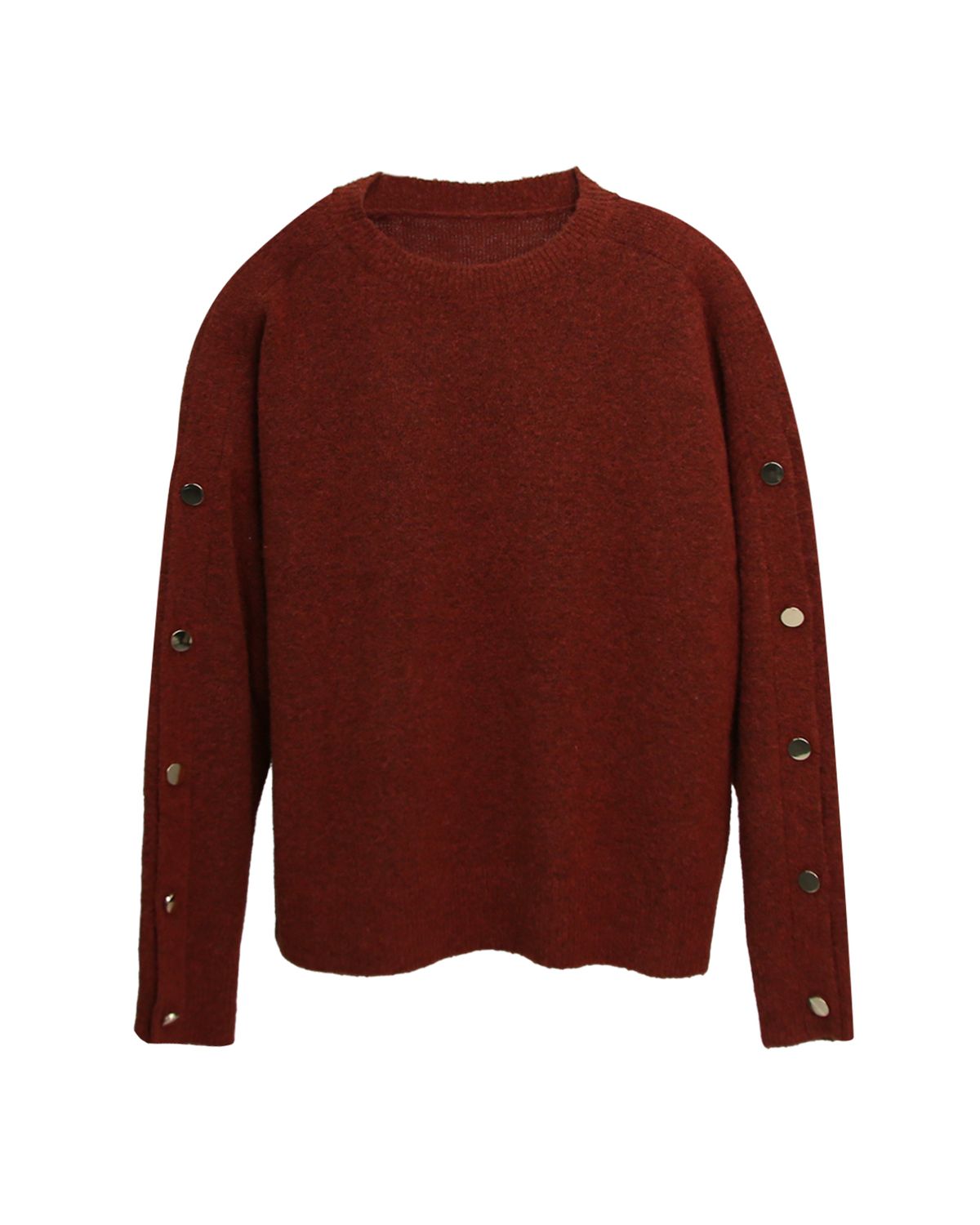BUTTON DETAILED SLEEVES KNIT TOP - MAROON