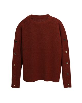BUTTON DETAILED SLEEVES KNIT TOP - MAROON