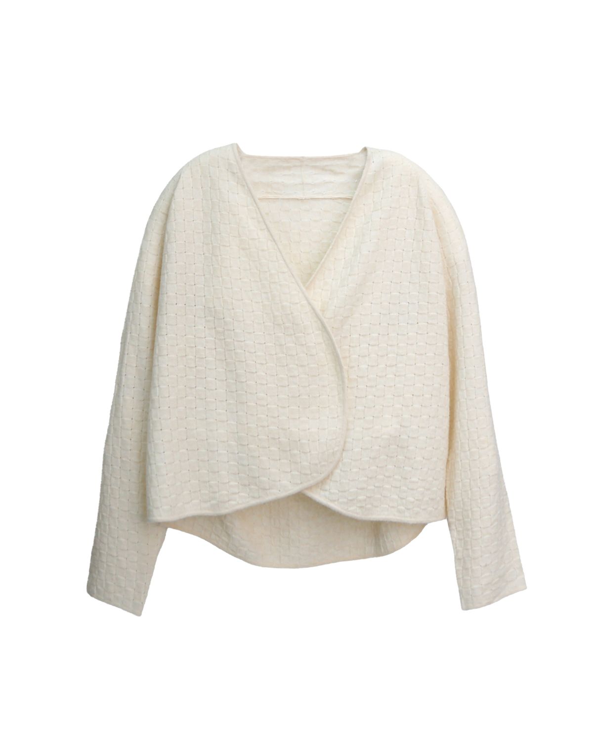 BASKETWEAVE CARDIGAN - ALMOND