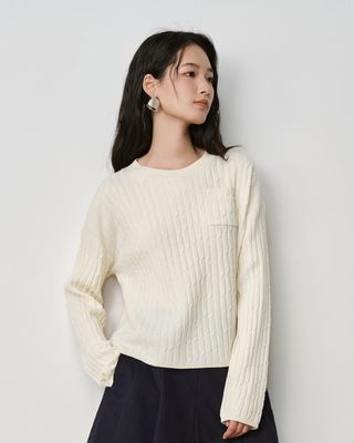 POCKET DETAIL KNIT TOP - PEARL