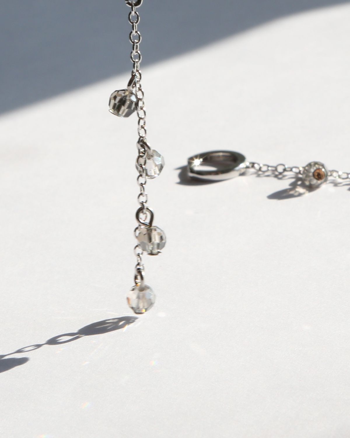 SPARKLING BEADS DROP EARRINGS - SILVER