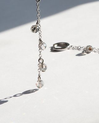 SPARKLING BEADS DROP EARRINGS - SILVER