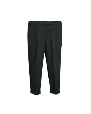 BUTTON DETAILED TAPERED PANTS - BLACK