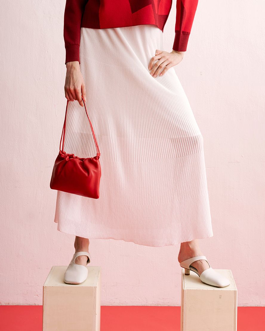 KNITTED FLARE SKIRT - EGGSHELL