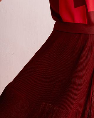 KNITTED FLARE SKIRT - RED BEAN