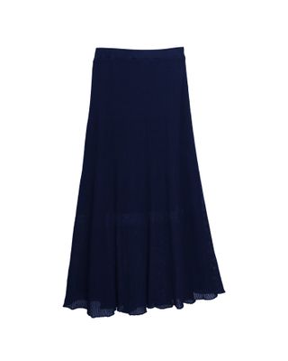 KNITTED FLARE SKIRT - NAVY