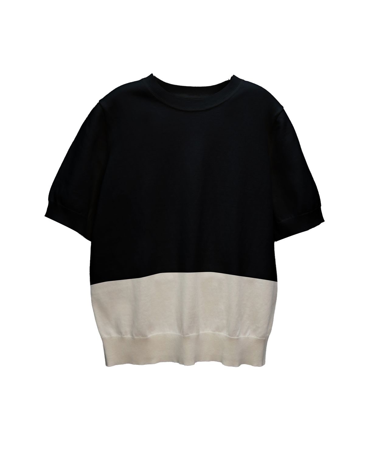 COLOUR-BLOCK KNITTED TOP - BLACK/TAUPE