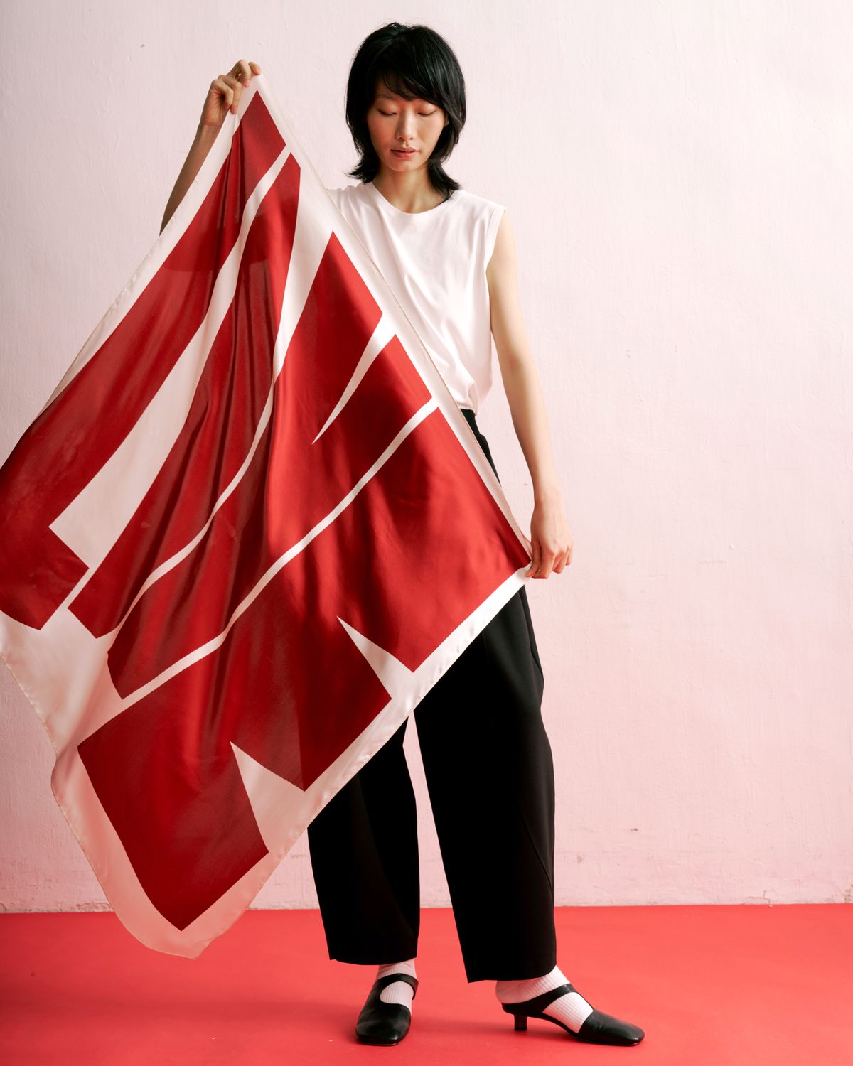 L-O-V-E SILK SCARF - SCARLET