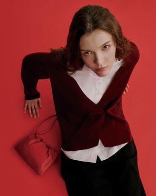 CHINESE BUTTON KNOT JACKET - RED BEAN