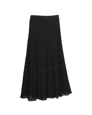 KNITTED FLARE SKIRT - BLACK
