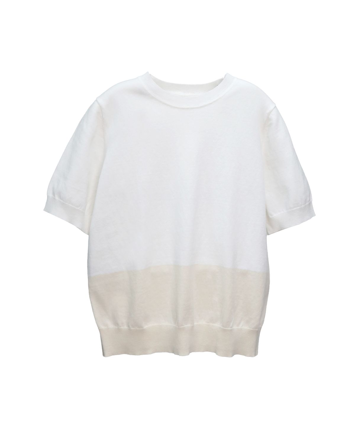 COLOUR-BLOCK KNITTED TOP - EGGSHELL/PEARL