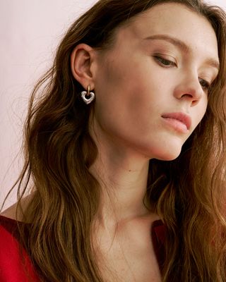 HEART EARRING WITH NECKLACE - GOLD