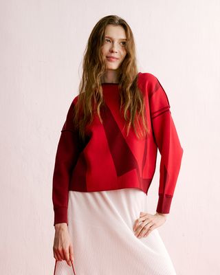 L-O-V-E REVERSIBLE BATWING TOP - RED BEAN/SCARLET