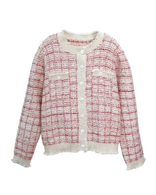 SLUB YARN KNITTED JACKET - SCARLET