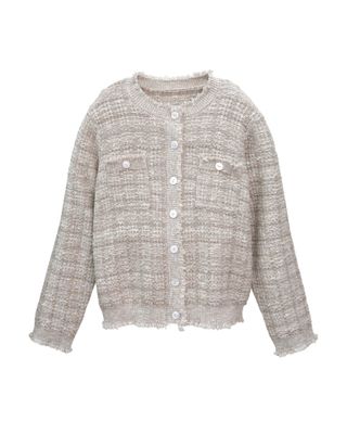SLUB YARN KNITTED JACKET - BEIGE