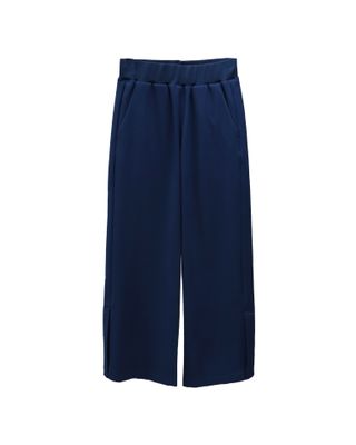 SIDE SLIT DOUBLE KNIT PANTS - FRENCH BLUE