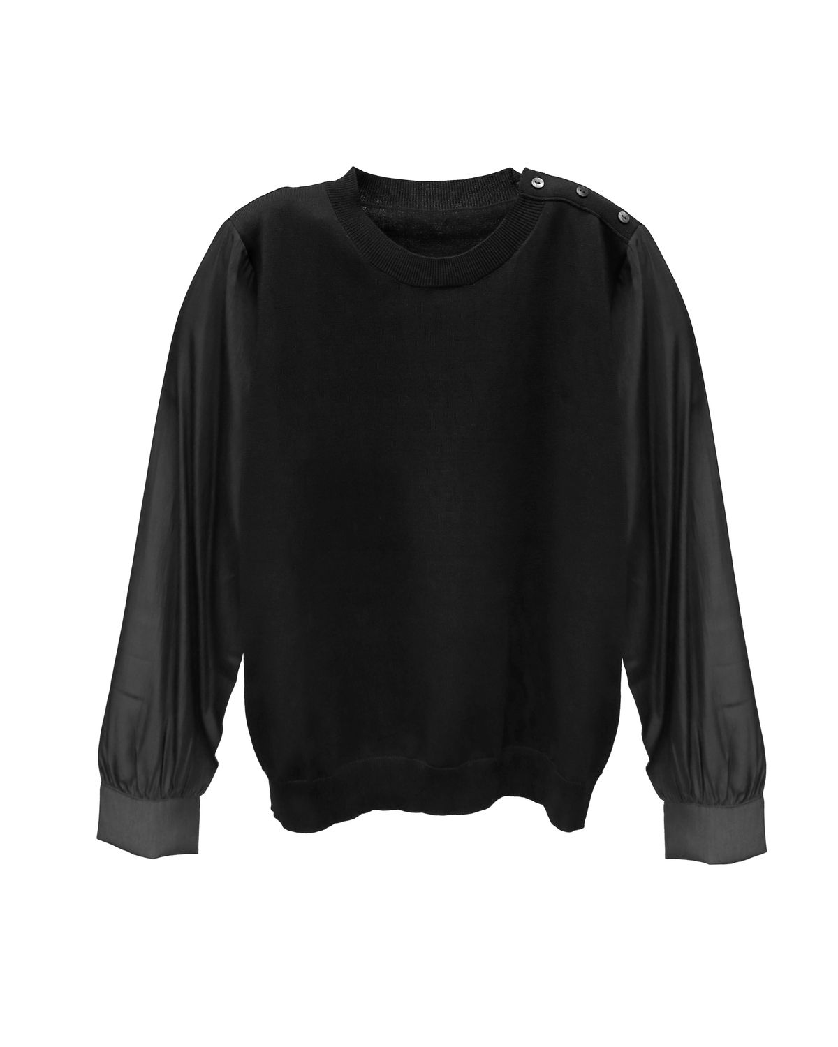 SHOULDER BUTTON TOP - BLACK