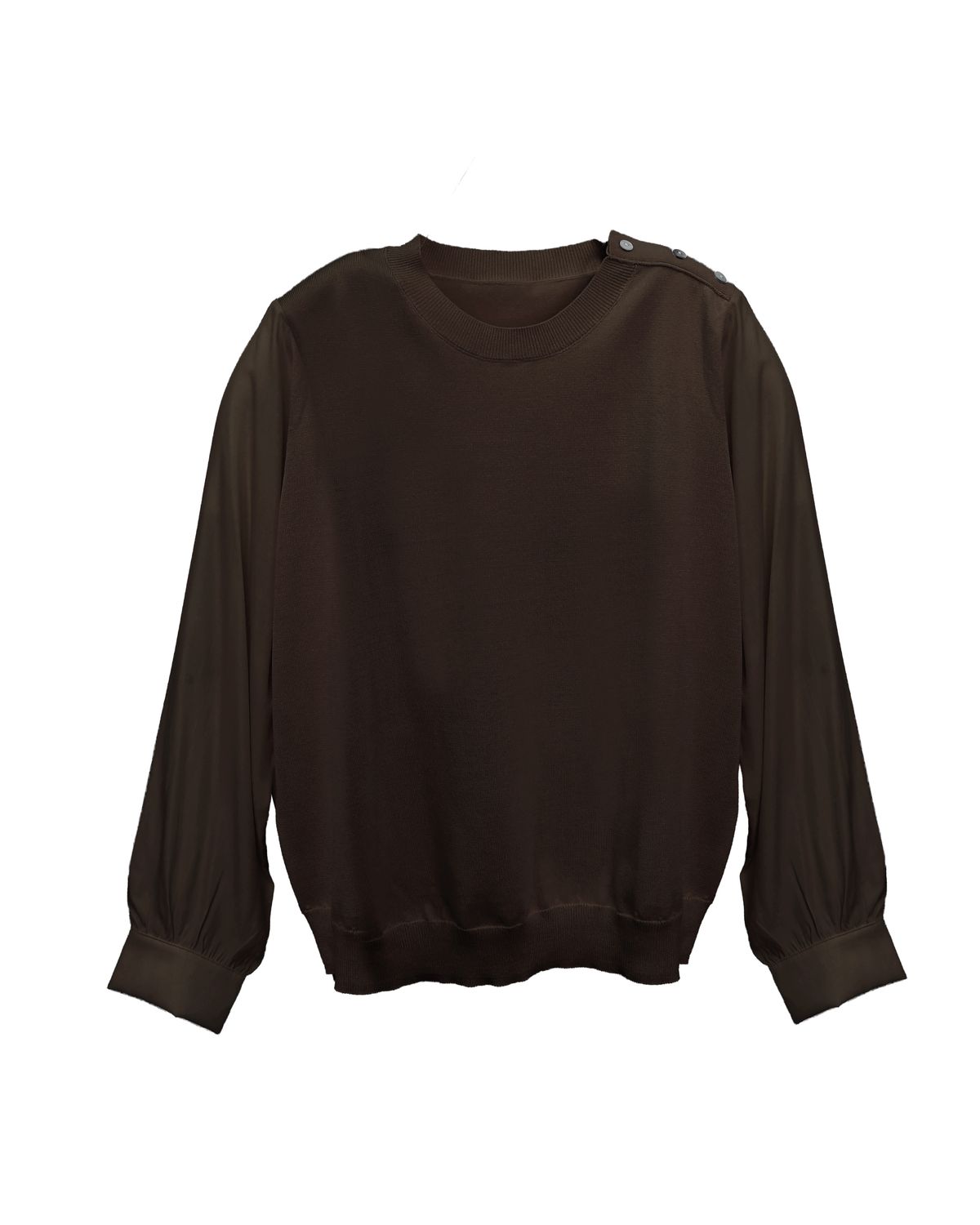 SHOULDER BUTTON TOP - CHESTNUT