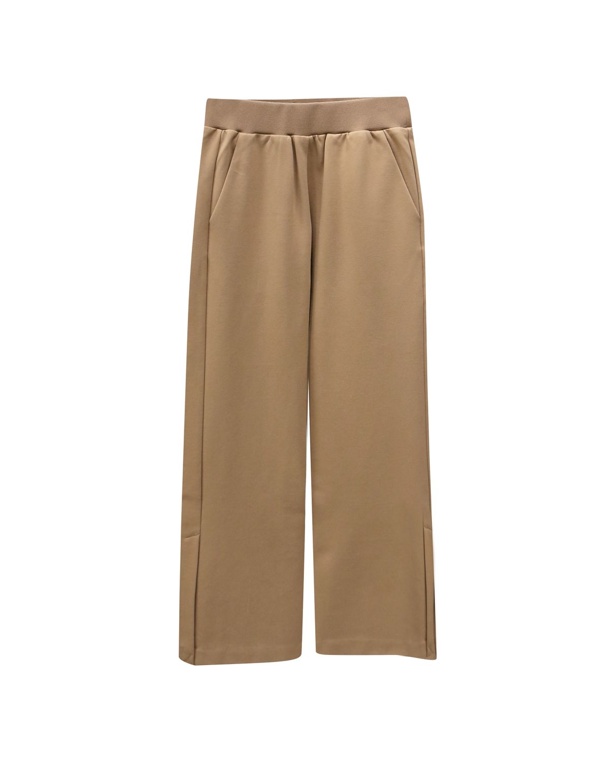 SIDE SLIT DOUBLE KNIT PANTS - CAMEL