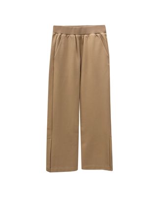 SIDE SLIT DOUBLE KNIT PANTS - CAMEL