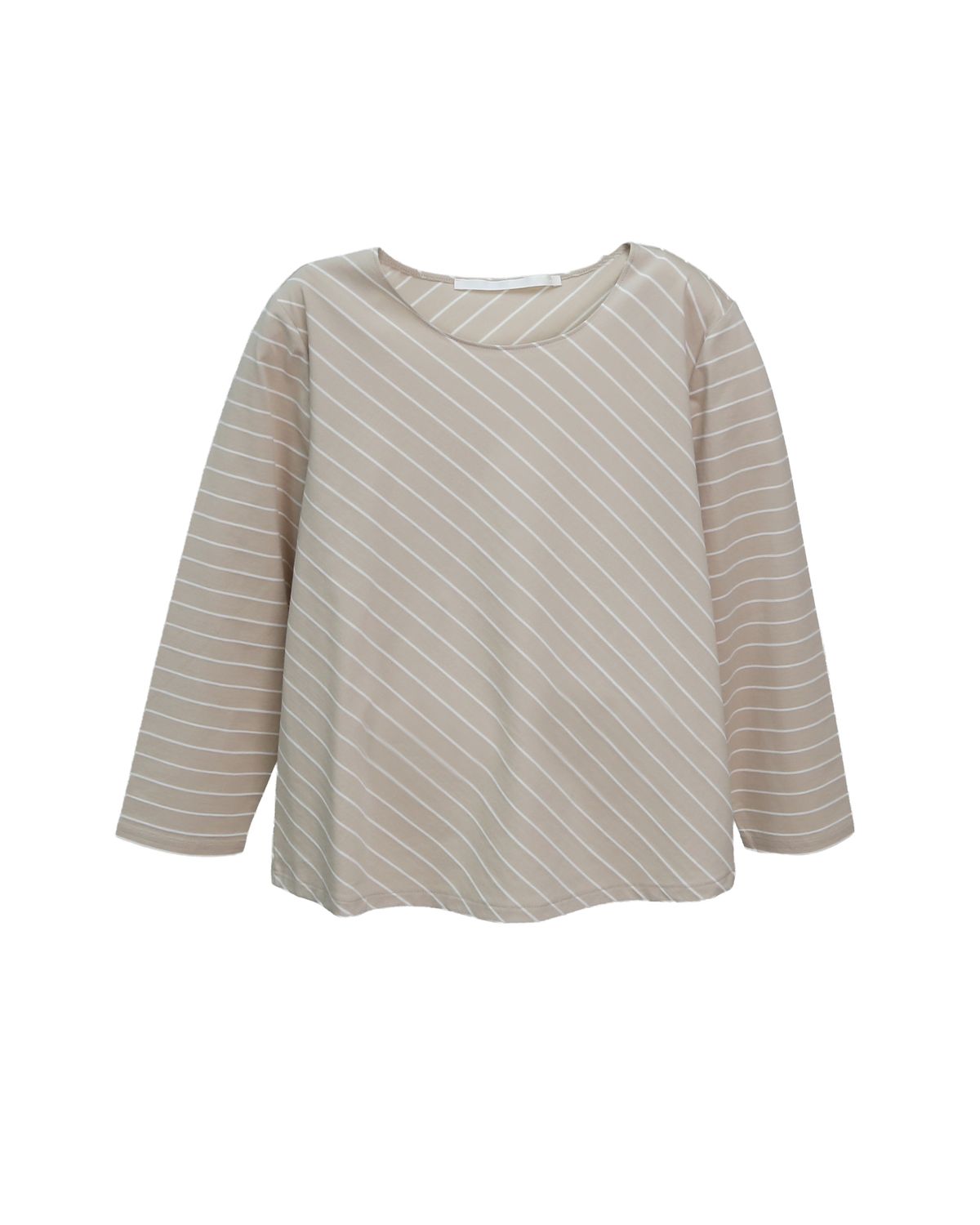 STRIPE LONG SLEEVES T-SHIRT - PEBBLE