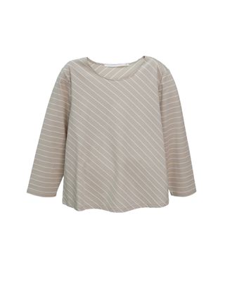STRIPE LONG SLEEVES T-SHIRT - PEBBLE